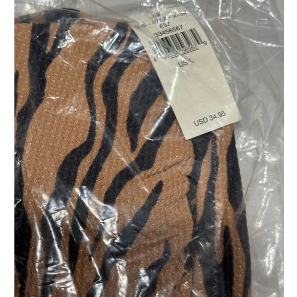 NWT! Aerie Pique Triangle Bikini Top Brown Black Animal Print - Size L - Picture 9 of 10